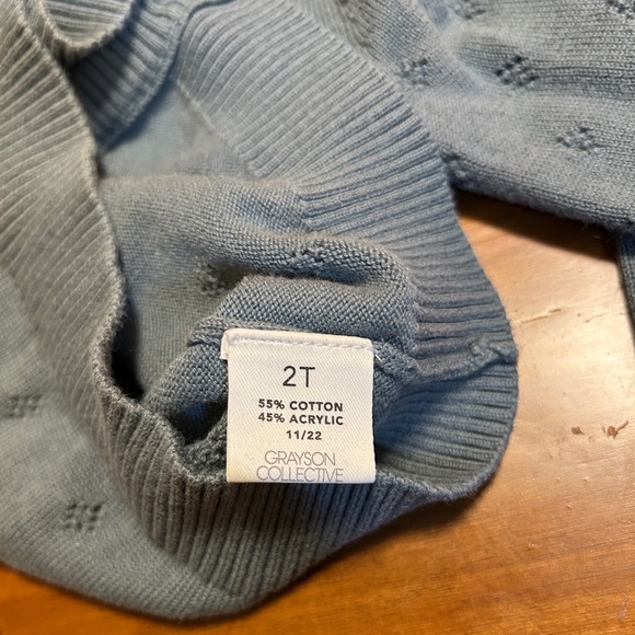 Gray-Blue Cardigan Ruffled Sweater - Picture 4 of 7